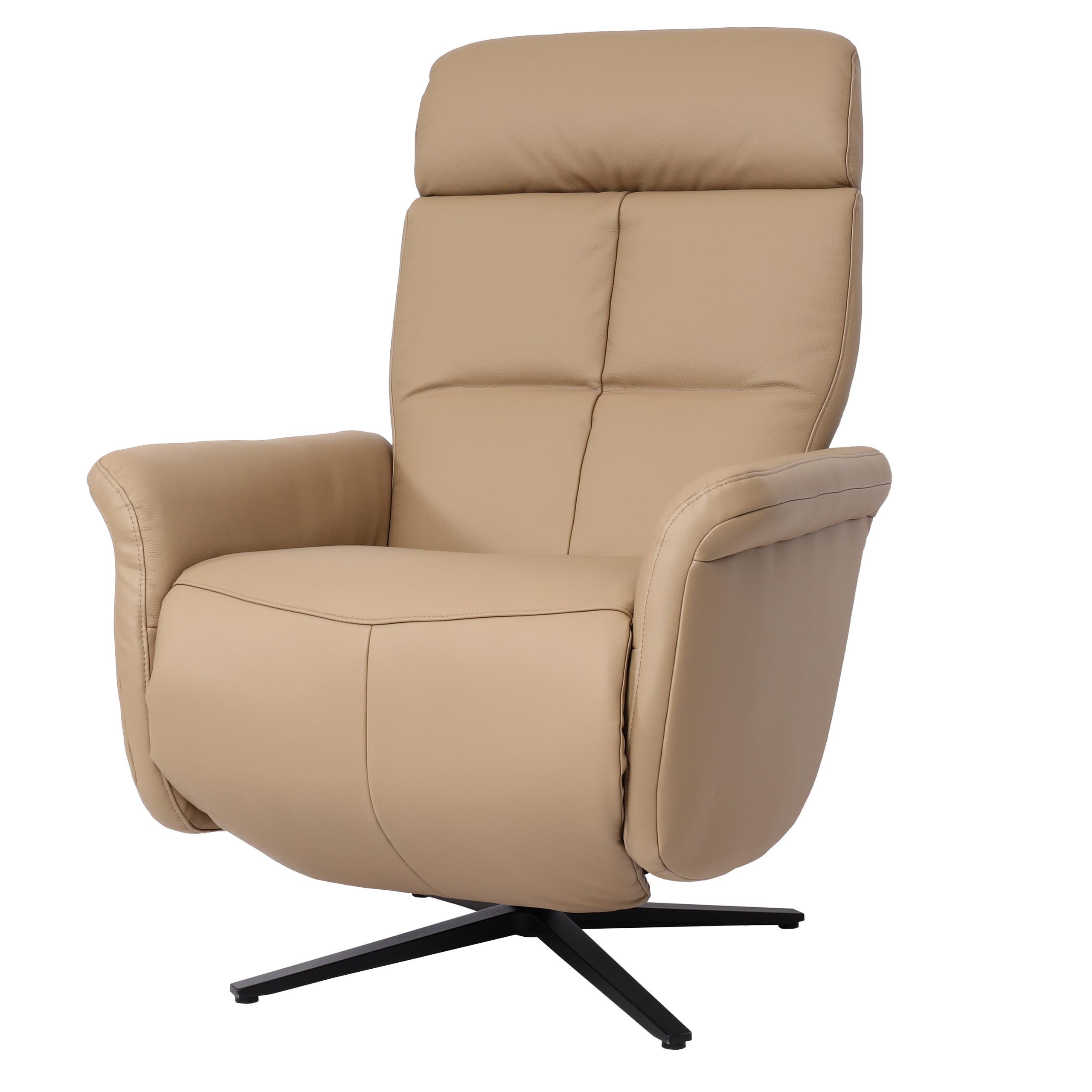 Fotel relaksacyjny HWC-L10, designerski fotel telewizyjny, fotel z funkcją rozkładania, obrotowy ~ kolor taupe
