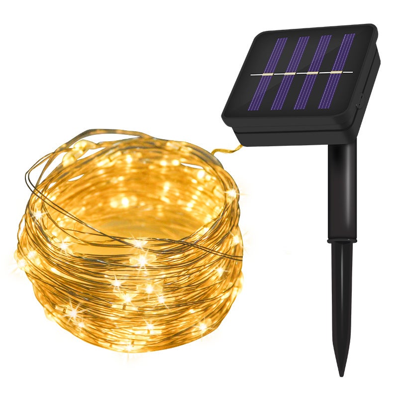 Zewnętrzne lampki solarne (10 m, 100 diod LED, ciepła biel), 8 trybów oświetlenia, wodoodporne, idealne do dekoracji ogrodów, tarasów, podwórek itp.