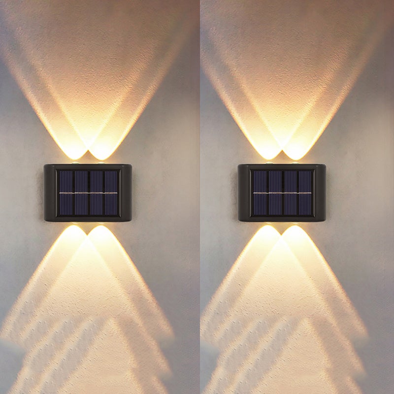 Słoneczne oświetlenie ogrodzenia 4 LED, oświetlenie schodków, oświetlenie tarasu, patio, basenu, ciepła biała lampa 3000 K (2 sztuki)