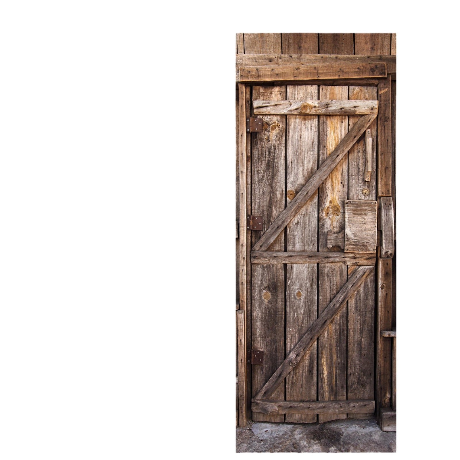 Naklejka ścienna Trompe l'Oeil - Naklejka na drzwi ze starego drewna - Dekoracyjna naklejka ścienna - Plakat na drzwi - Naklejki ścienne (77x200 cm)