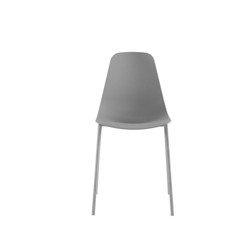 Krzesło Frida, nowoczesny design z polipropylenu z metalowymi nogami – ergonomiczne siedzisko do mebli domowych i biurowych – jasnoszare