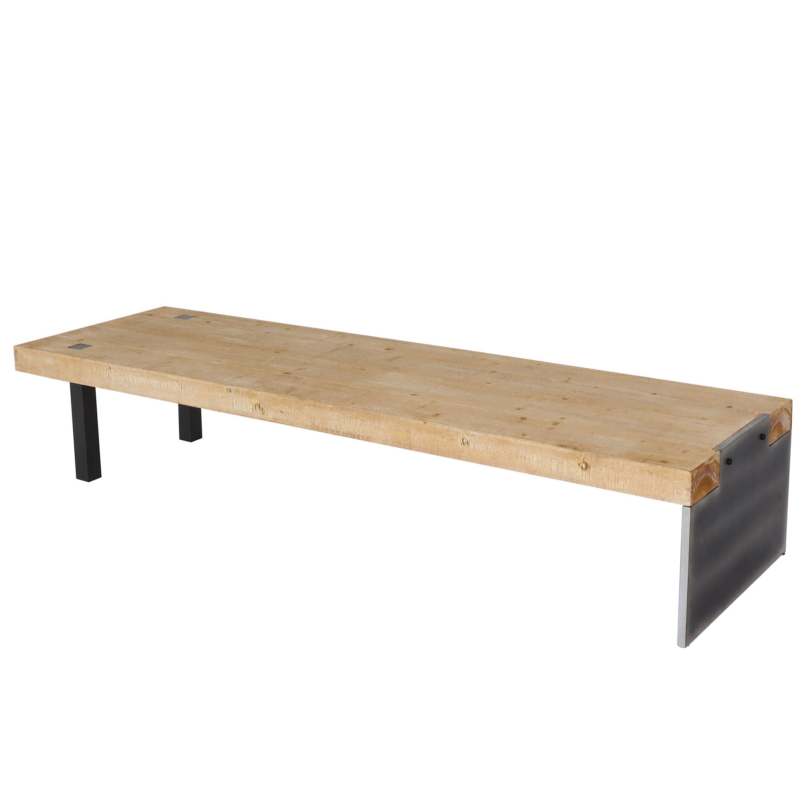 Komoda niska HWC-L75, stolik pod telewizor, styl industrialny, z litego drewna, certyfikat MVG, 40 x 200 x 60 cm, kolor naturalny
