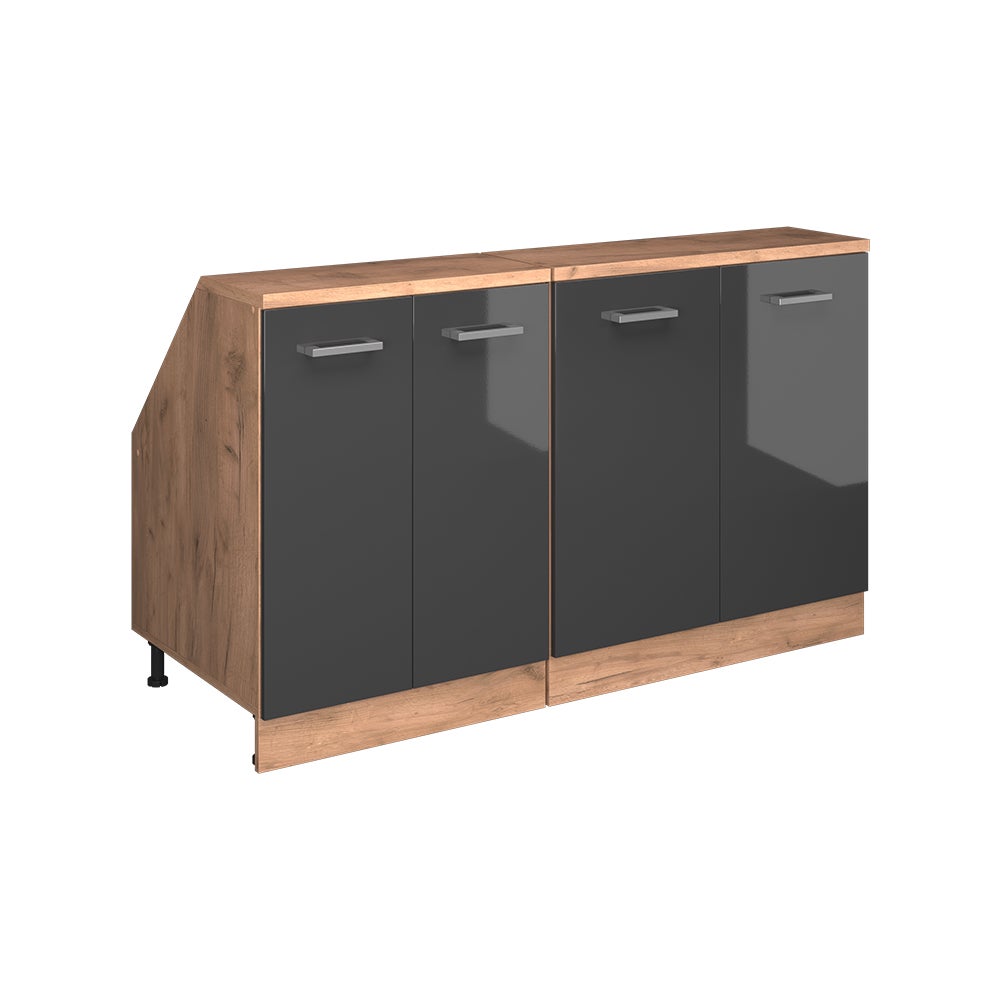 Vicco Zestaw szafek na dach skośny Rion, Antracyt wysoki połysk, 140 cm Zestaw 2 korpusów szafy głębokość 60 cm