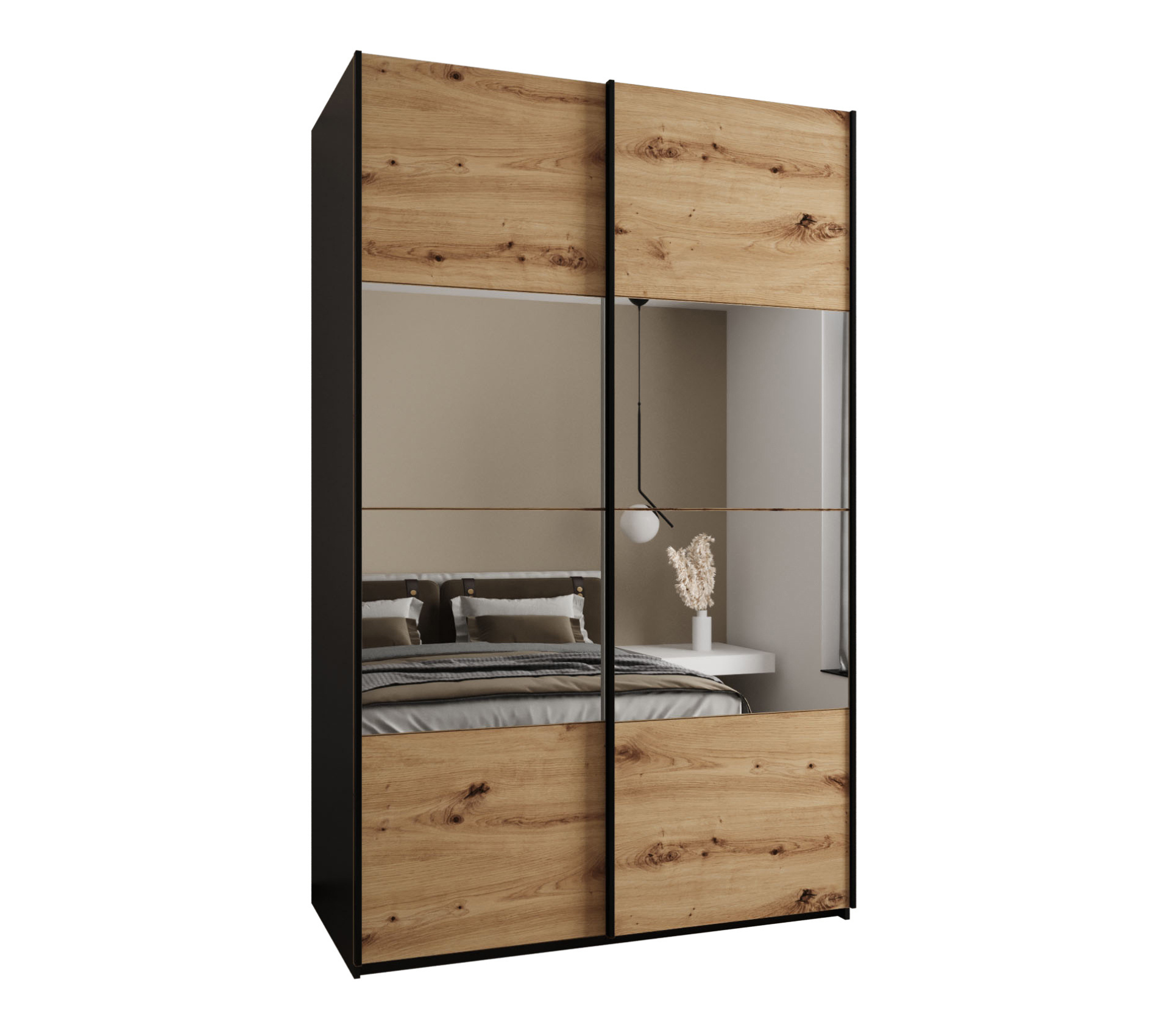 Szafa przesuwna wysoka Lux 4 160 x 64 x 245,5 cm czarny + artisan + u. czarny - Abiks Meble