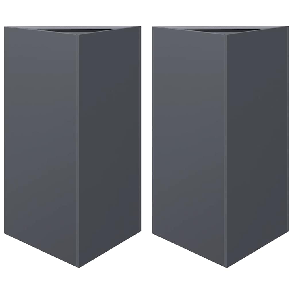 2x Donica Ogrodowa Metalowa Antracytowa Trójkątna z Dnem na Taras