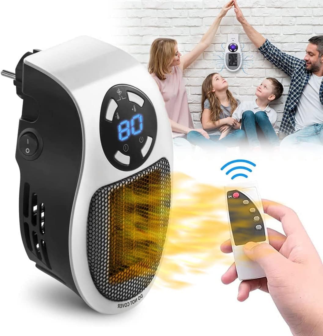 Termowentylator 500 W, ścienny grzejnik elektryczny o niskim zużyciu energii, programowalny, przenośny, lekki i kompaktowy, z pilotem