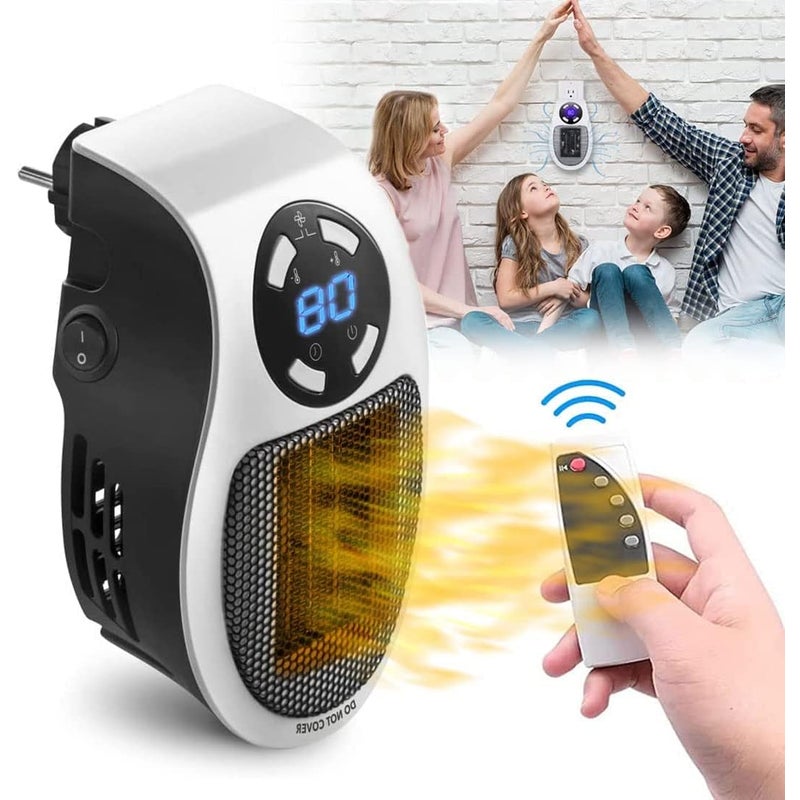 Termowentylator 500 W, ścienny grzejnik elektryczny o niskim zużyciu energii, programowalny, przenośny, lekki i kompaktowy, z pilotem