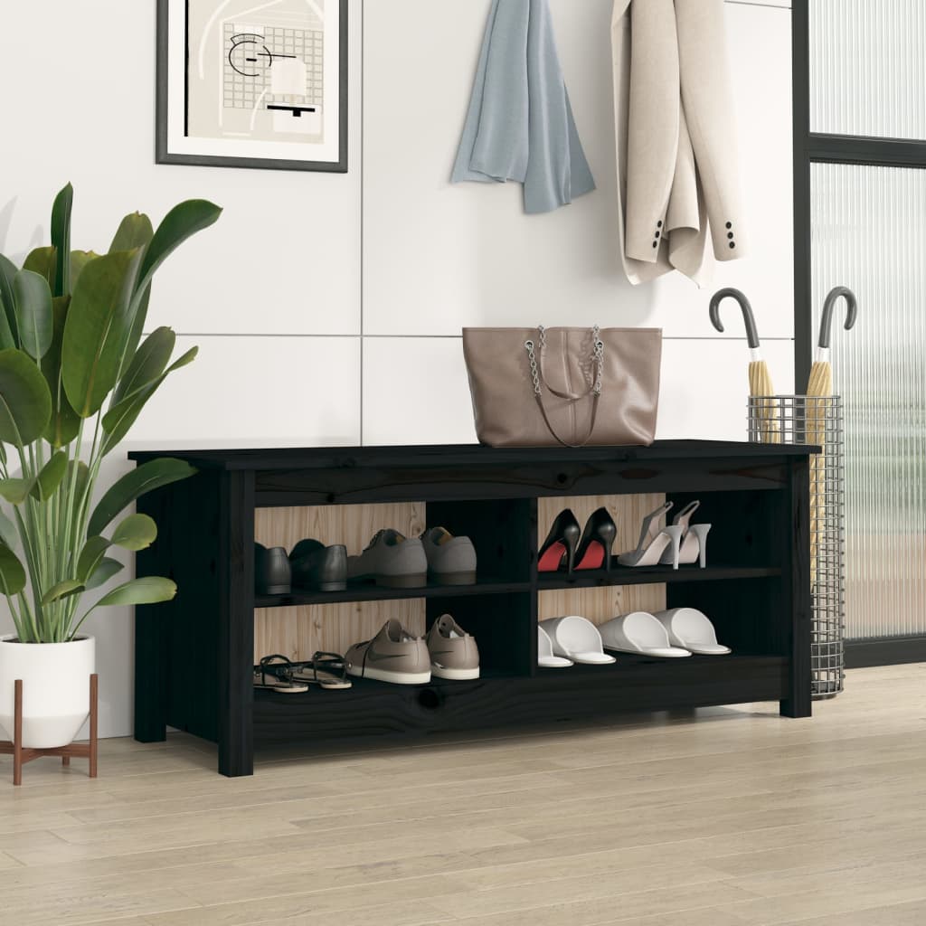 Szafka na buty, czarna, 110x38x45,5 cm, drewno sosnowe vidaXL