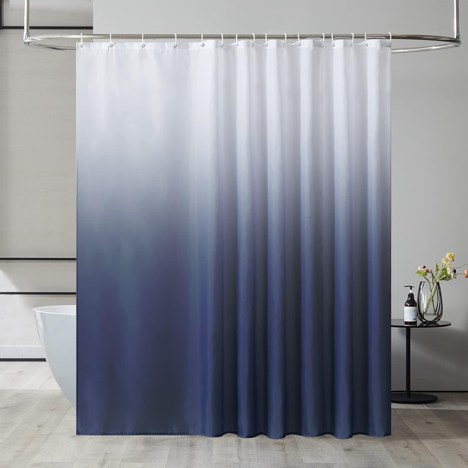 Wodoodporna zasłona prysznicowa 240x200 cm - antypleśniowa, można prać w pralce, odcień granatowy, z 12 haczykami
