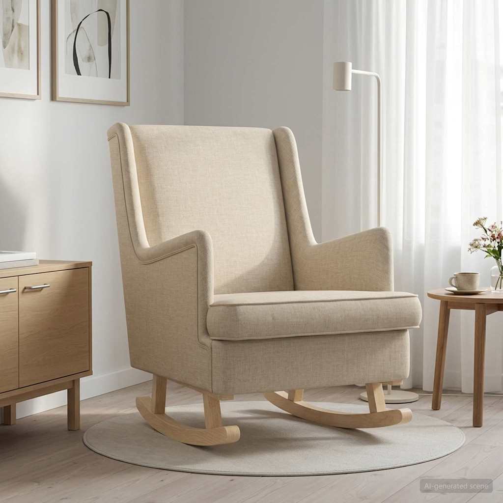 Fotel bujany Kremowy 62 x 80 x 85 cm tkanina vidaXL