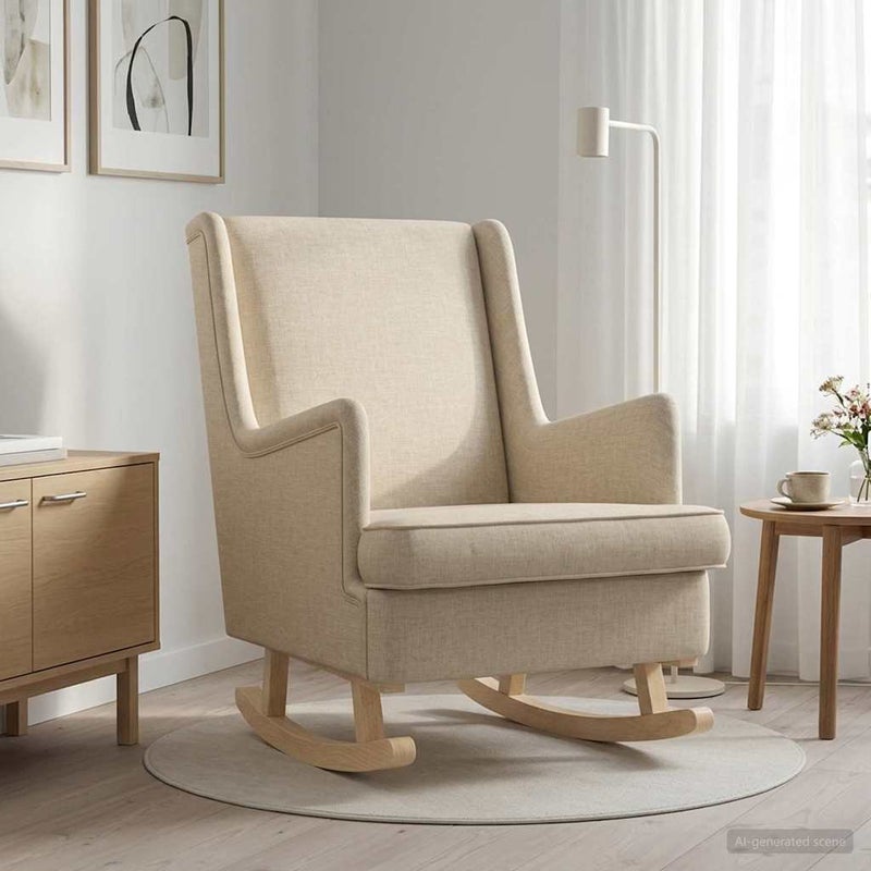 Fotel bujany Kremowy 62 x 80 x 85 cm tkanina vidaXL