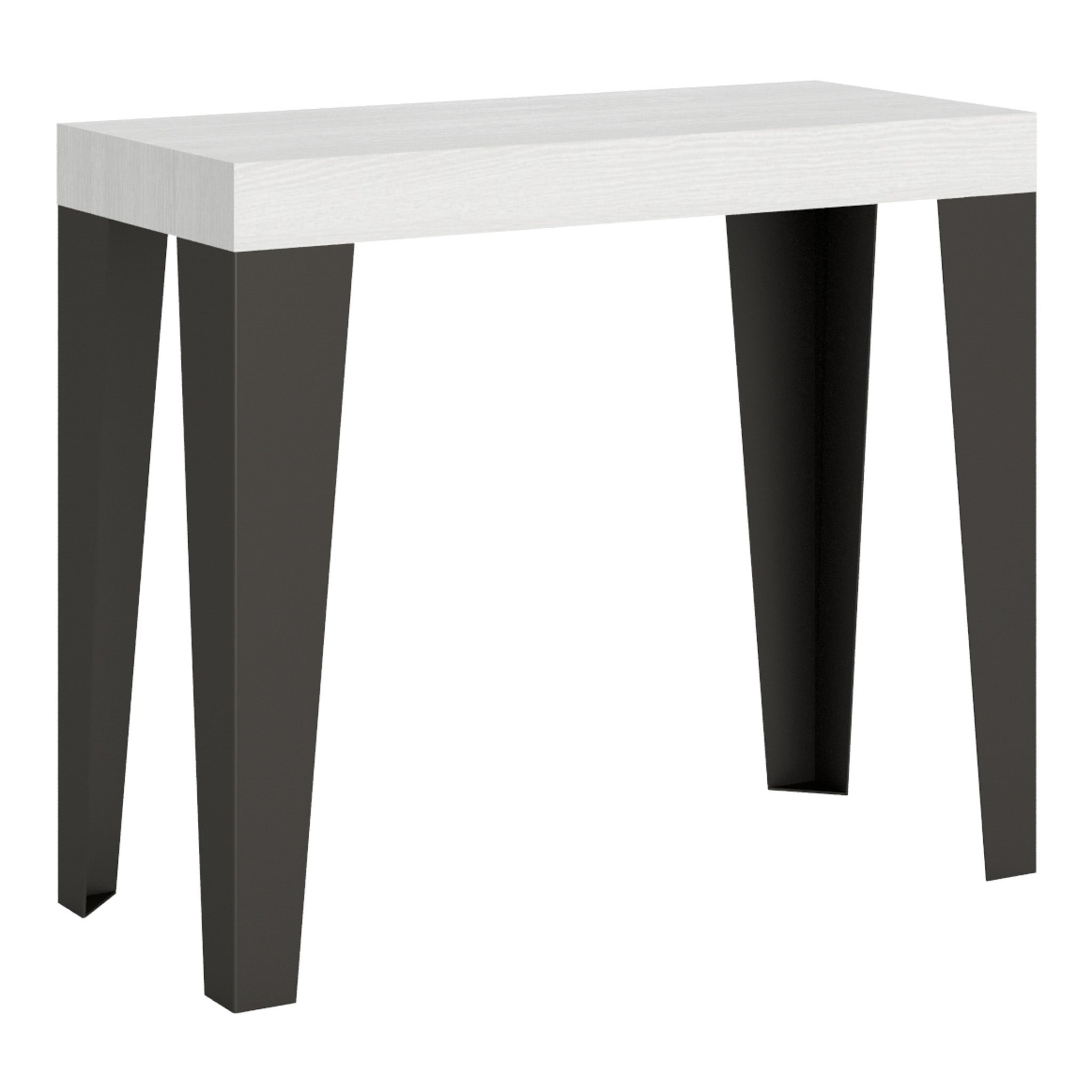 Mesa consola Flame Premium en fresno blanco, extensible hasta 300 cm.