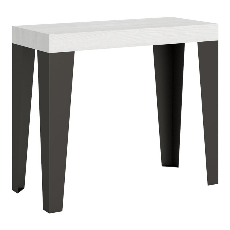 Mesa consola Flame Premium en fresno blanco, extensible hasta 300 cm.