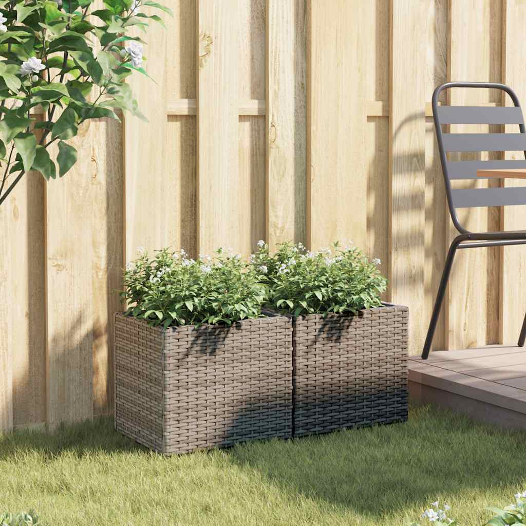 Donice ogrodowe, 2 szt., szare, 36x30x32 cm, polirattan