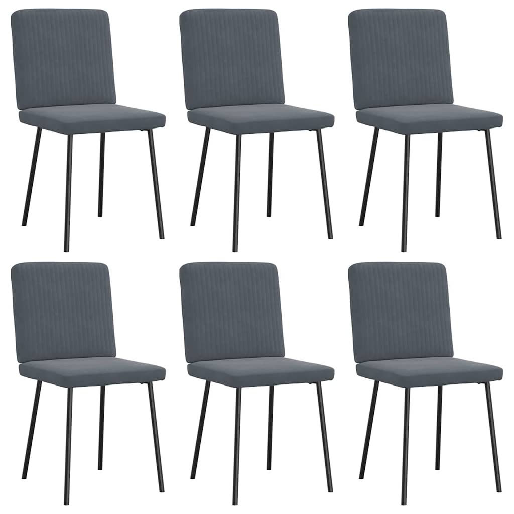 Krzesła stołowe, 6 szt., ciemnoszare, obite aksamitem