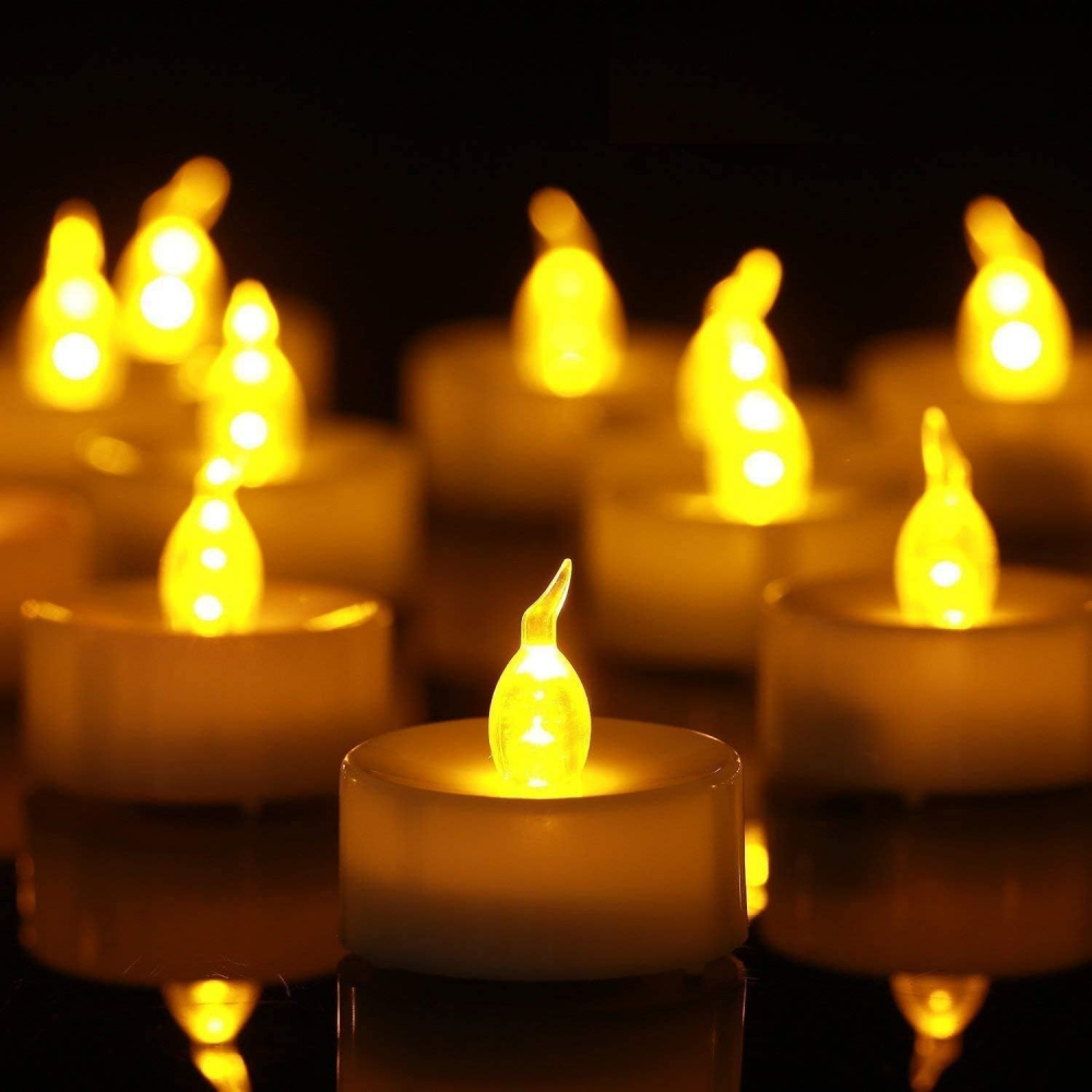 Świece LED, zestaw 48 sztuk świec LED CR2032 na baterie, bezzapachowe, przezroczyste i migoczące świece typu tea light bez płomienia