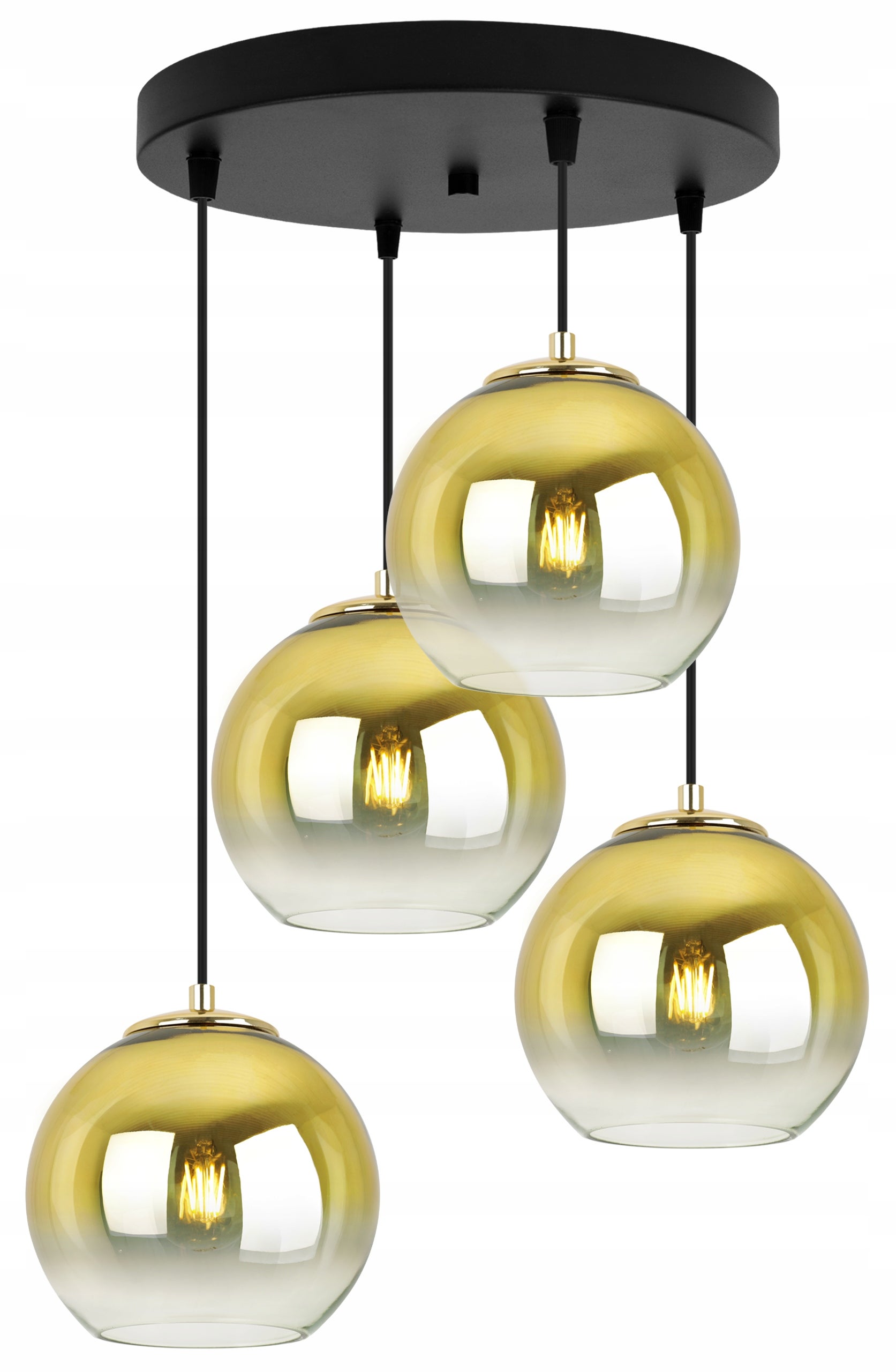Lampa sufitowa wisząca Light Home LH Bergen Gold 4x E27 60W okrągły klosz 15cm złoty