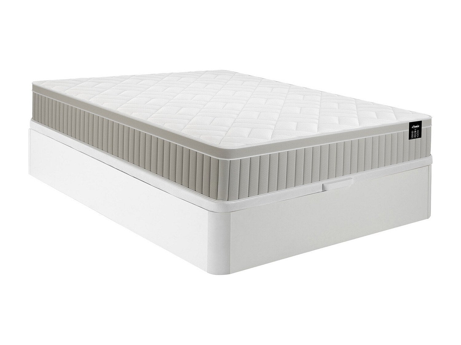 Zestaw 140 x 190 cm biała skrzynia + materac piankowy z żelem z pamięcią kształtu 7 stref gr. 22 cm - SOMIRA marki YSMÉE
