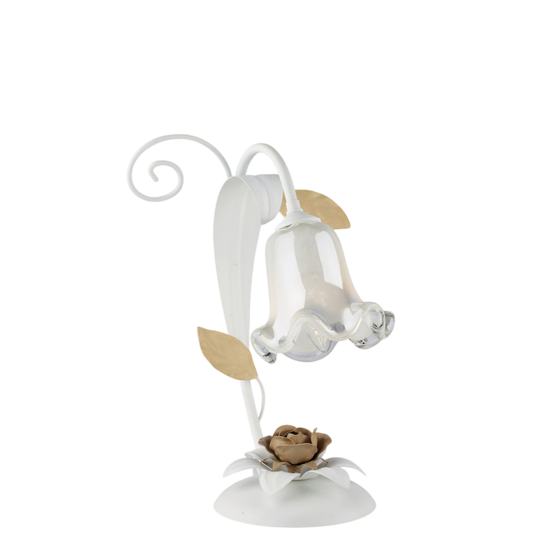 Lumetto in ferro laccato bianco shabby 1 luce H.34 - Ø25
