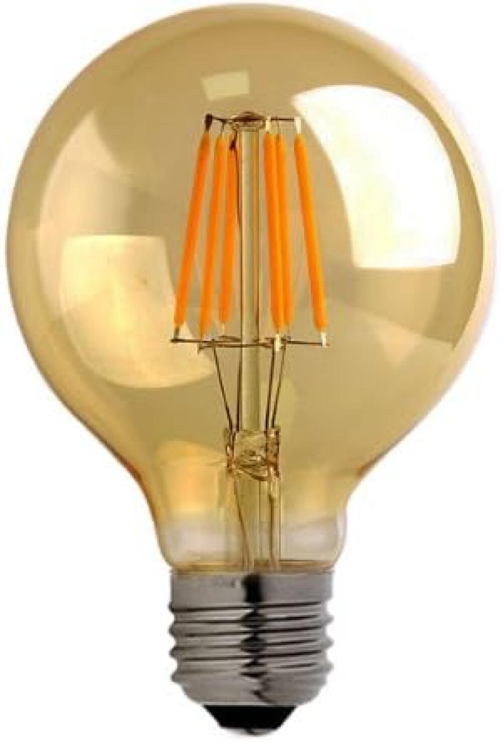 Żarówka LED G80 (8W, E27) – Bursztynowa, Biała Ciepła 2700K, Odpowiednik 80W – Dekoracyjne Oświetlenie Vintage Retro