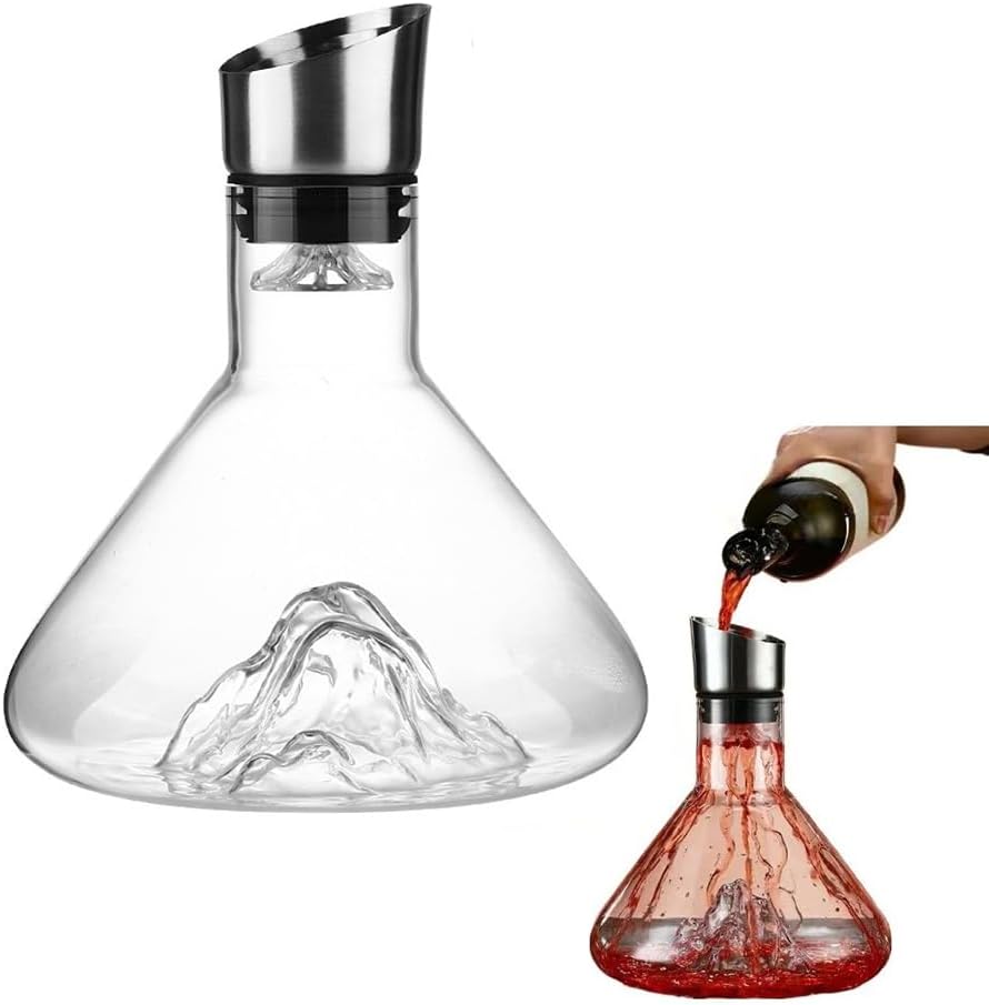 Dekanter do czerwonego wina Waterfall Crystal – 1,5 l z wbudowanym aeratorem i filtrem – idealny prezent