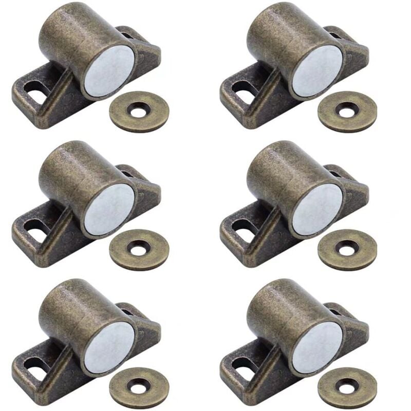 Zestaw 6 magnetycznych zatrzasków do drzwi, zamknięcie magnetyczne (okrągłe, brązowe)