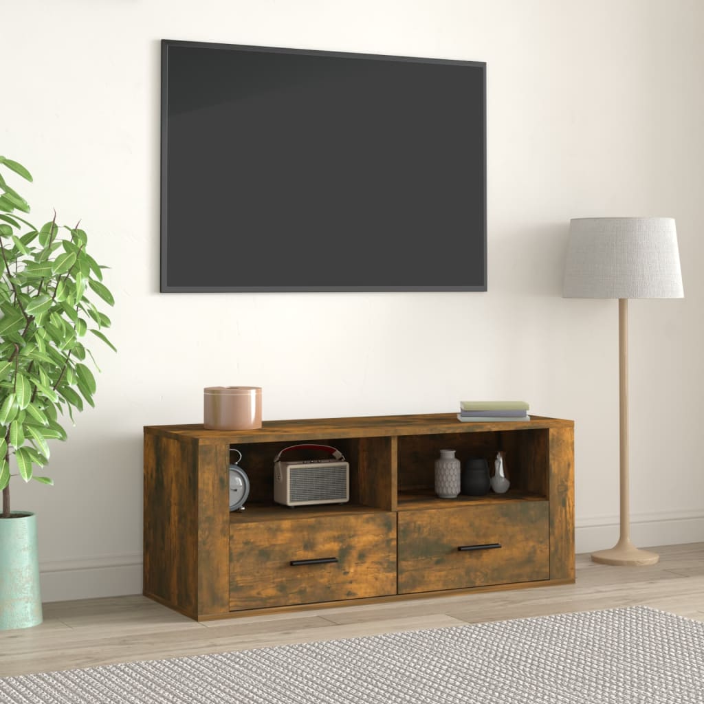 Szafka pod telewizor, przydymiony dąb, 100x35x40 cm vidaXL