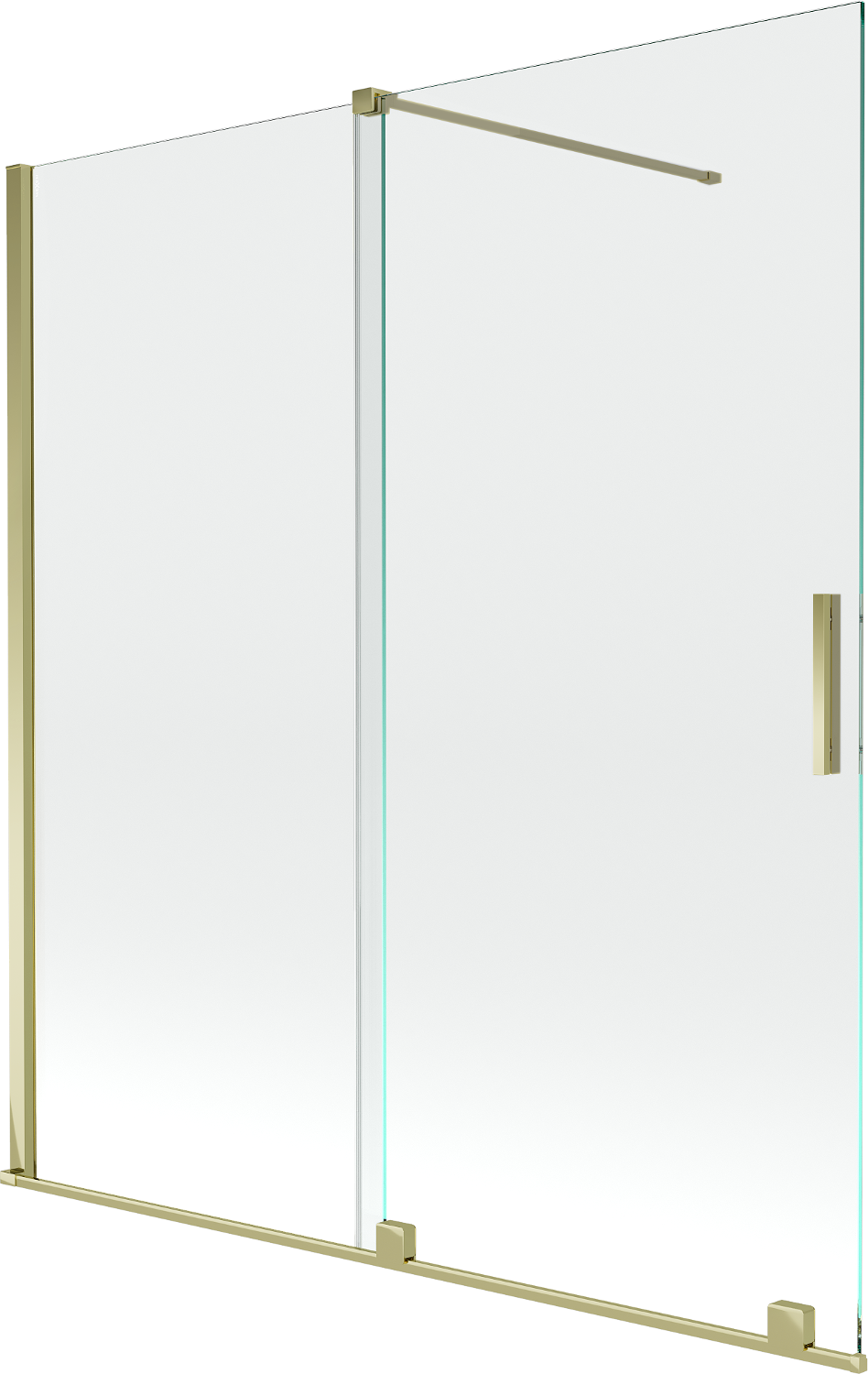 Mexen Velar parawan nawannowy 2-skrzydłowy rozsuwany 150 x 150 cm, transparent, złoty - 896-150-000-01-50