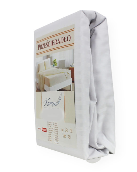 Kam-Pol prześcieradło hotelowe z gumką pasek 1 cm biały 200x305 cm