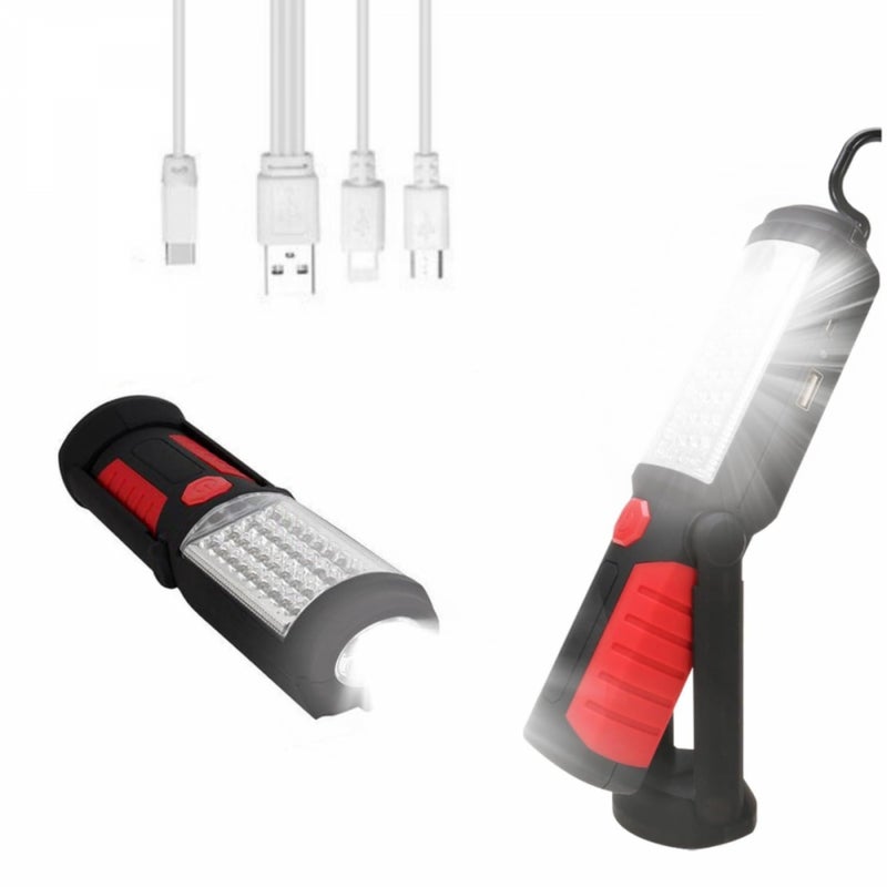 Latarka, ładowalna lampa robocza, mocna ładowalna lampa robocza, ręczna lampa warsztatowa LED z podstawą magnetyczną