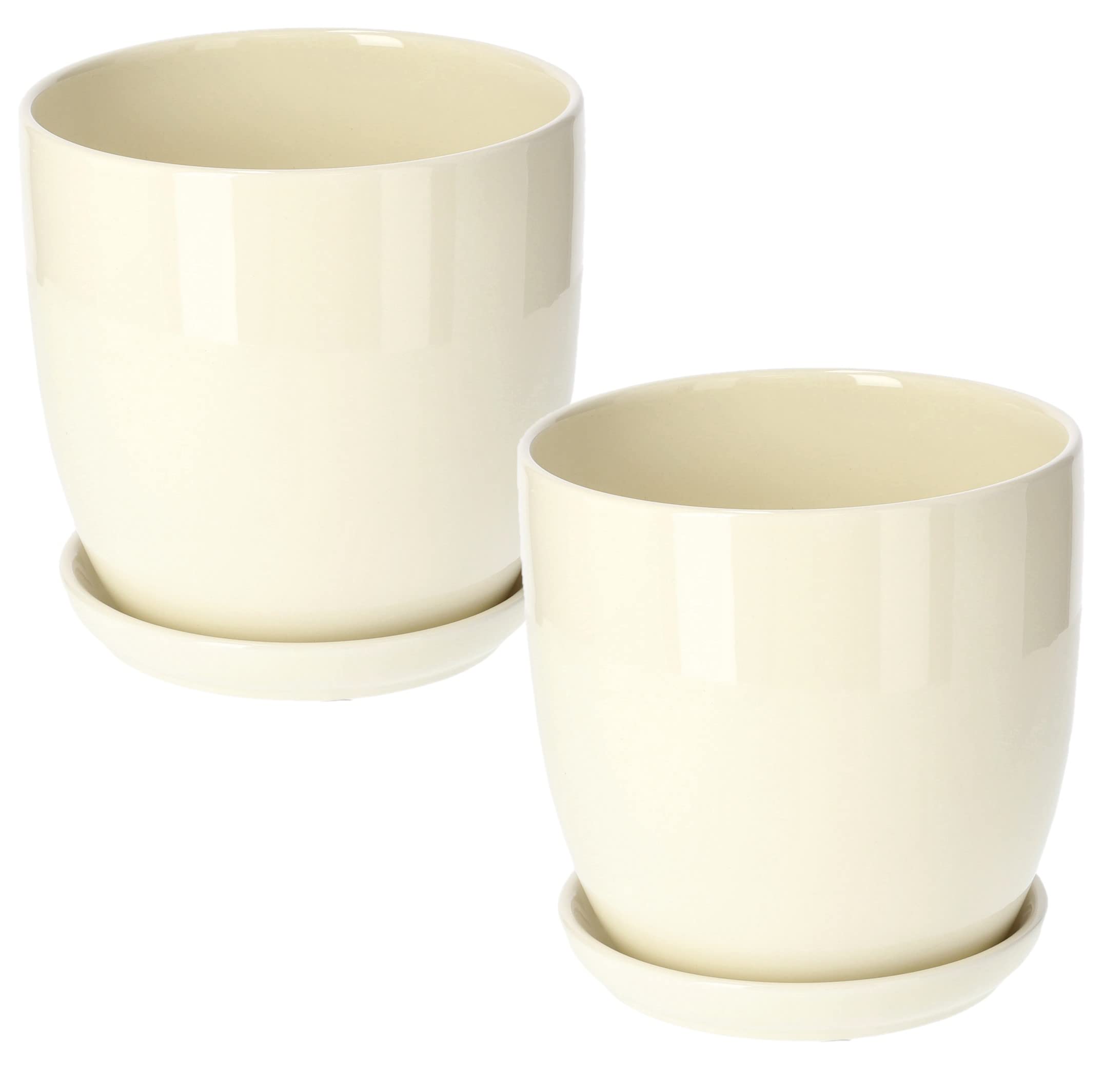 Zestaw 2x donica doniczka z podstawką ø16cm ceramiczna biała osłona kwiaty - KOTARBAU