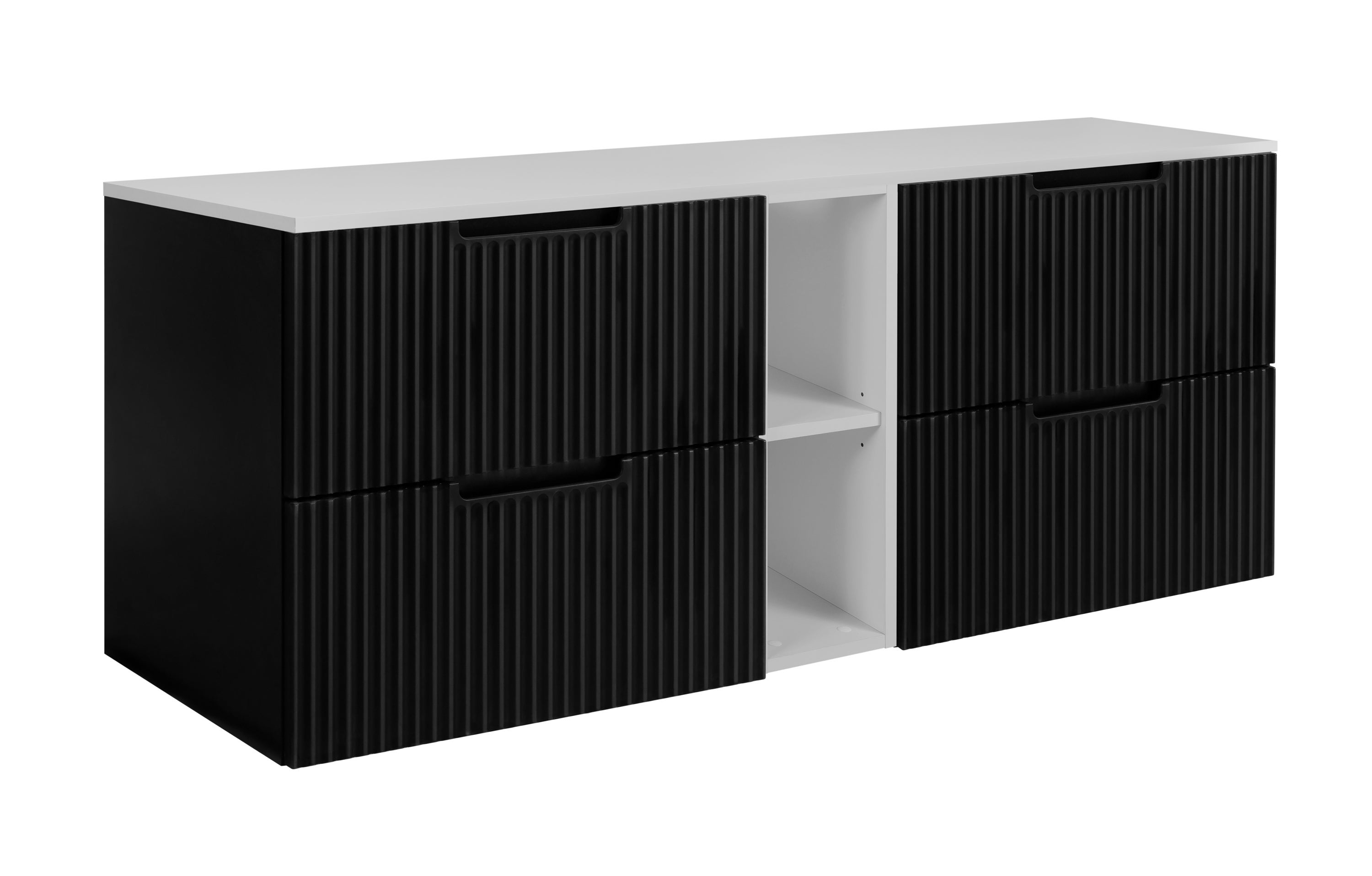Szafka łazienkowa, czarno-biała, 140 (2 x 60 + 20) x 58,6 x 46 cm