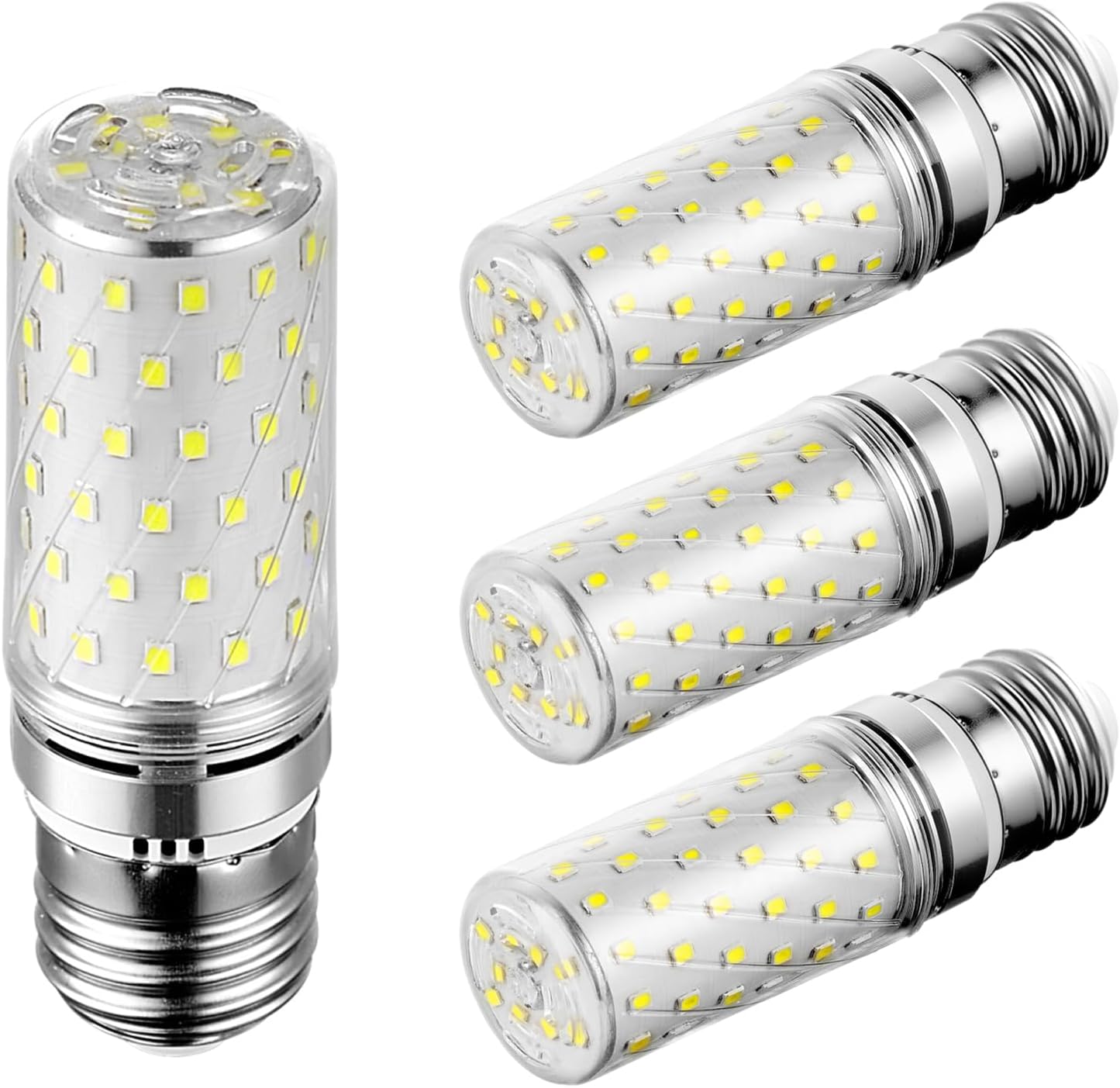 Zestaw 4 żarówek LED E27, zimna biel, 12 W, żarówki LED do użytku wewnątrz pomieszczeń, 6000 K, 600 lm, bez migotania, duży gwint E27, w kształcie kuk