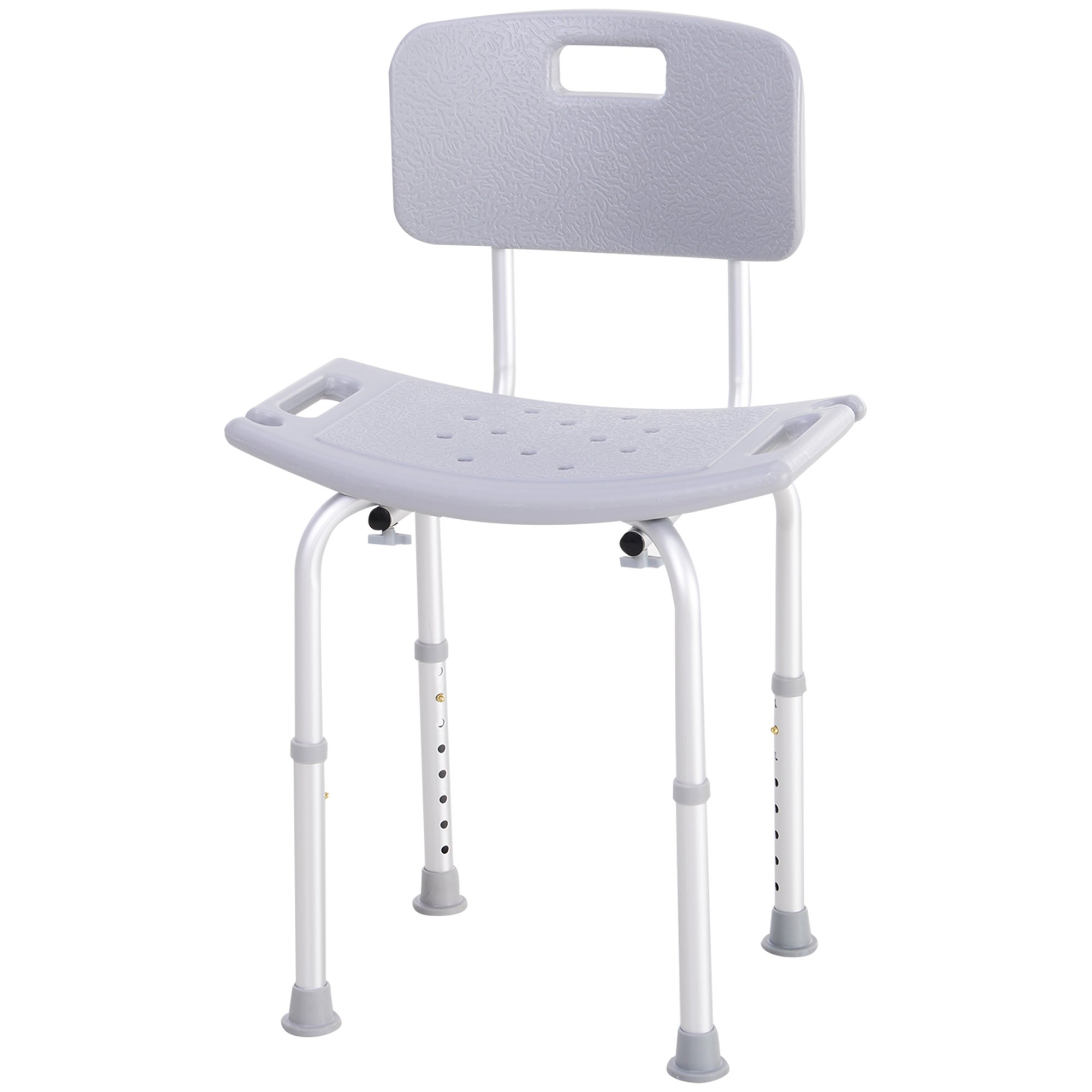 Krzesło prysznicowe wykonane z aluminium i tworzywa sztucznego, regulowane w 8 poziomach (71-88 cm), antypoślizgowe nóżki