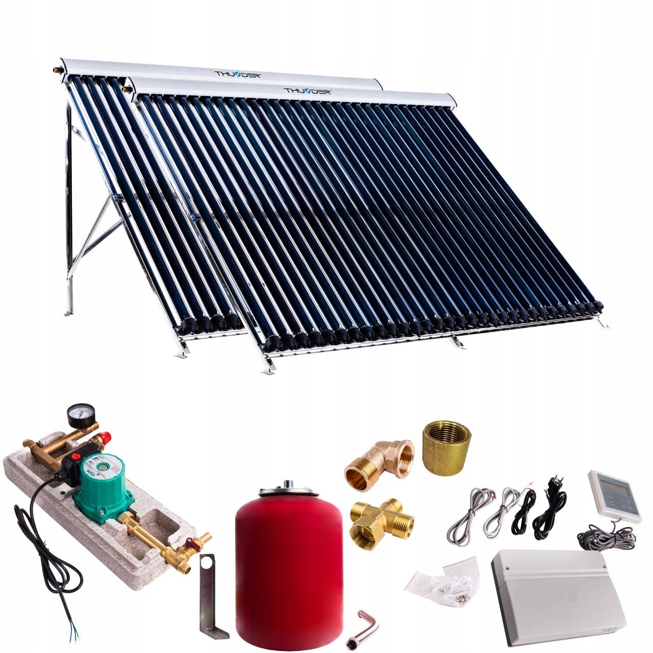 Zestaw solarny 2X30 rur kolektor słoneczny próżniowy EKO nierdzewny Thunder