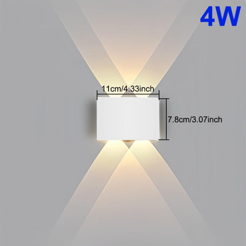 Kinkiet wewnętrzny LED 4W, obudowa aluminiowa w kolorze białym – oświetlenie dwukierunkowe – nadaje się do salonów, sypialni i przedpokojów – ciepłe