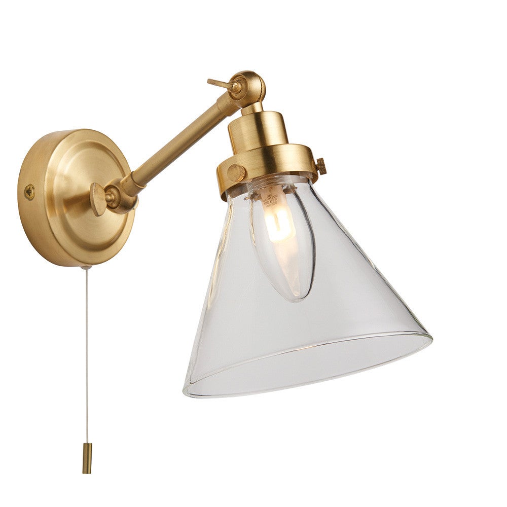 Kinkiet z włącznikiem FARADAY satynowany mosiężny 1xG9x15W metal wym:33x15x35cm IP44 Endon