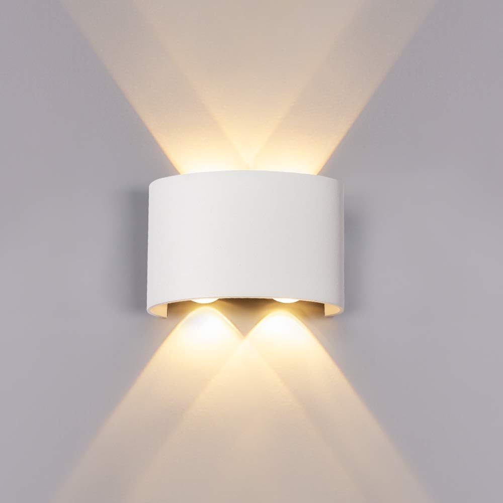 12 W, 4 diody LED, kinkiet zewnętrzny/wewnętrzny, wodoodporny, IP65, ciepła biel 2800 K, nowoczesny design, aluminium