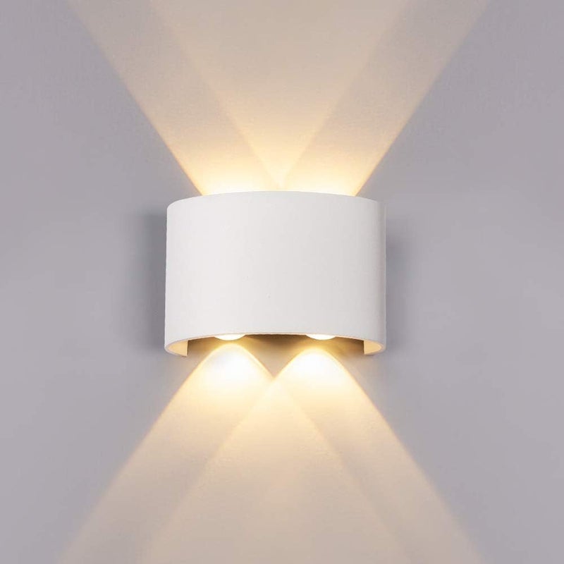 12 W, 4 diody LED, kinkiet zewnętrzny/wewnętrzny, wodoodporny, IP65, ciepła biel 2800 K, nowoczesny design, aluminium