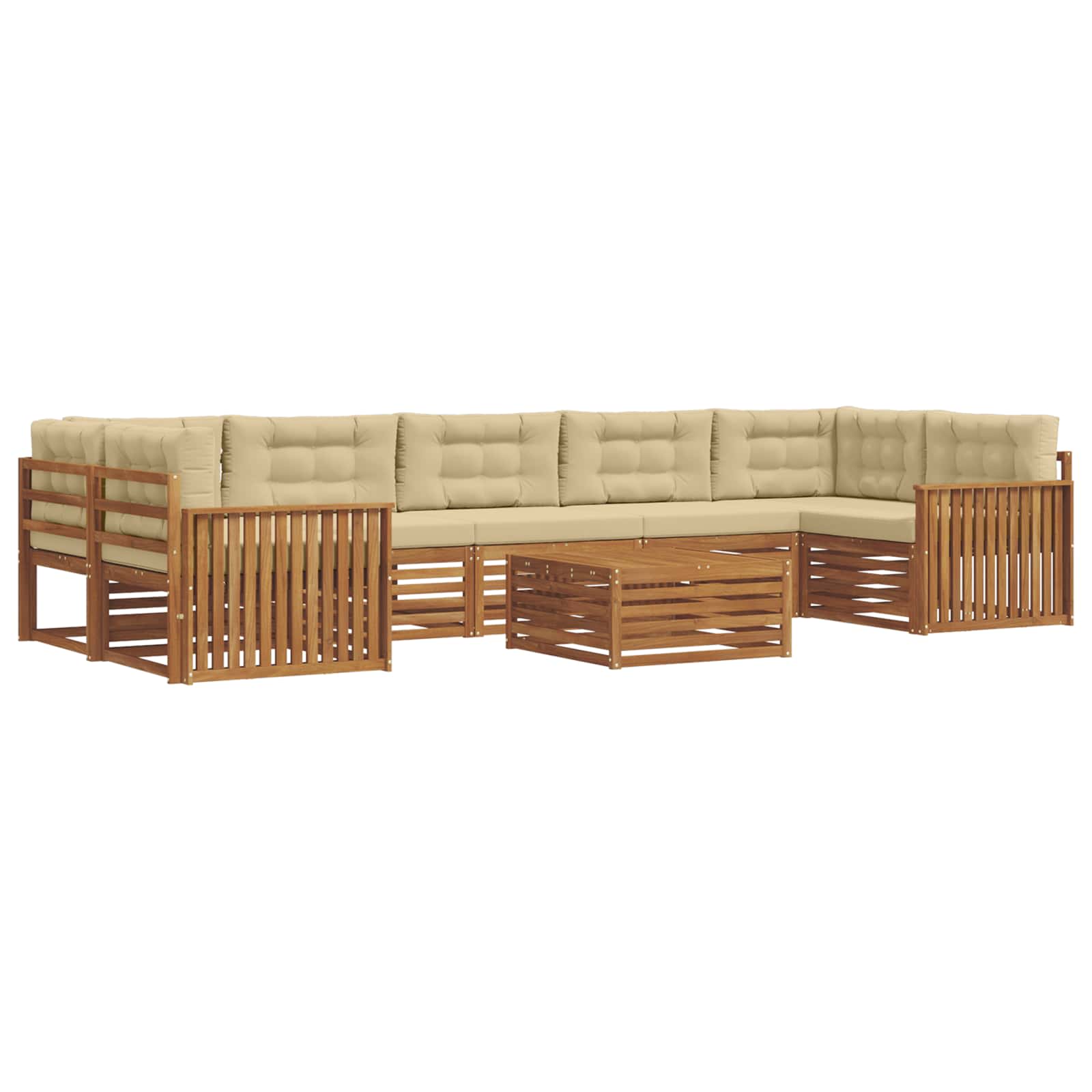 Zestaw sof na zewnątrz z poduszką 8 pcs Naturalny i Beżowy