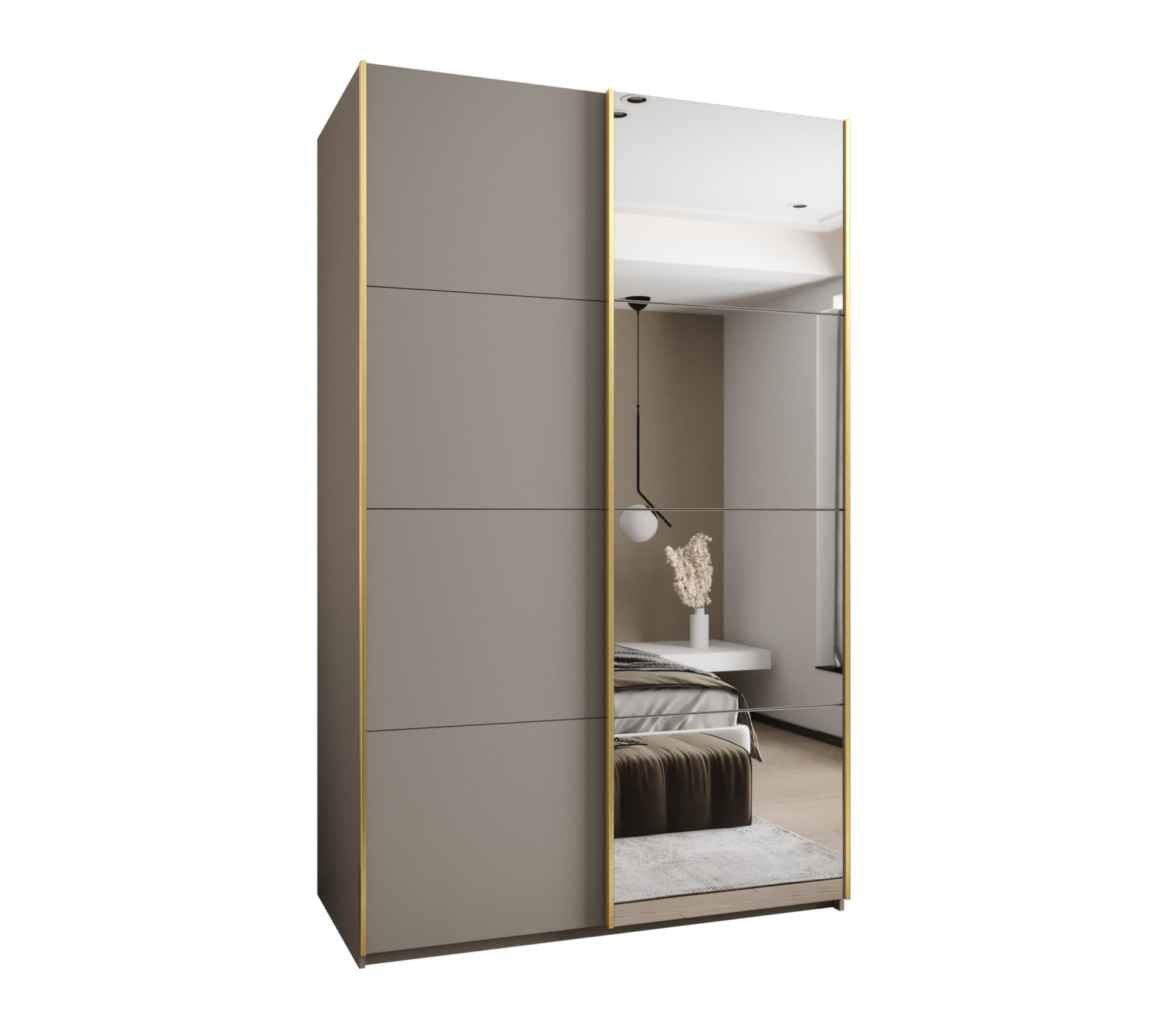 Szafa przesuwna wysoka Lux 3 160 x 64 x 245,5 cm kaszmir + kaszmir + u. złoty - Abiks Meble
