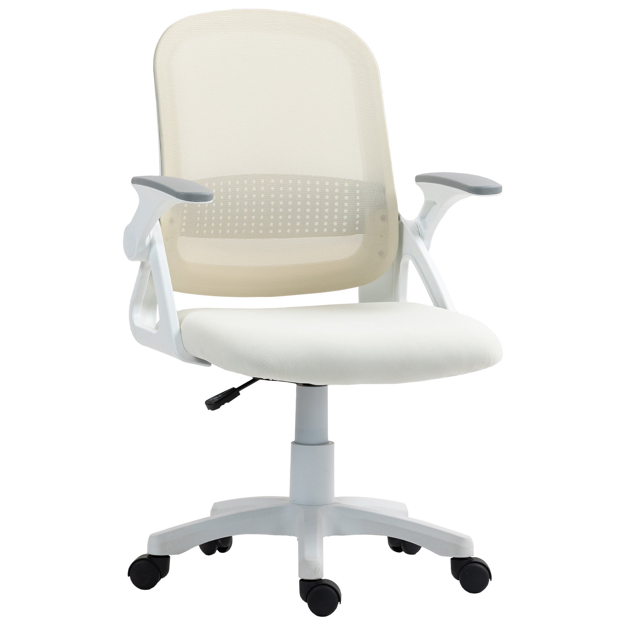 Ergonomiczny fotel biurowy, siatkowy fotel biurowy z podnoszonymi podłokietnikami, regulowana wysokość, biały