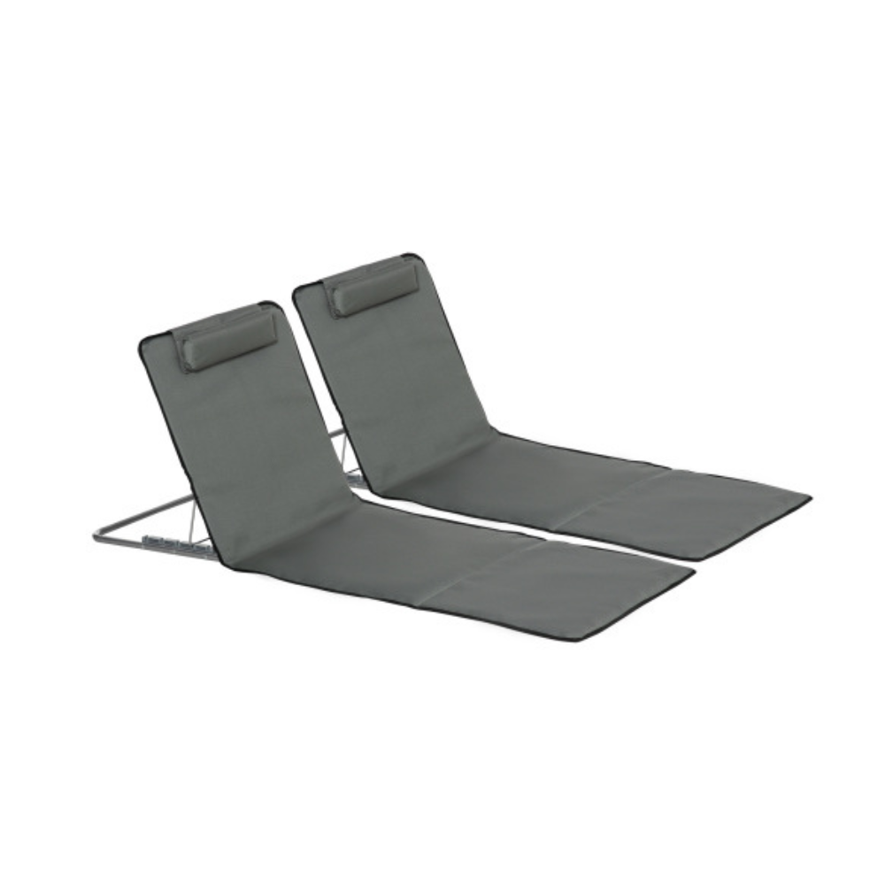 Zestaw 2 składanych leżaków plażowych z regulowanym oparciem i zagłówkiem, materiał Oxford z torbą transportową 124 x 53 x 35-45 cm
