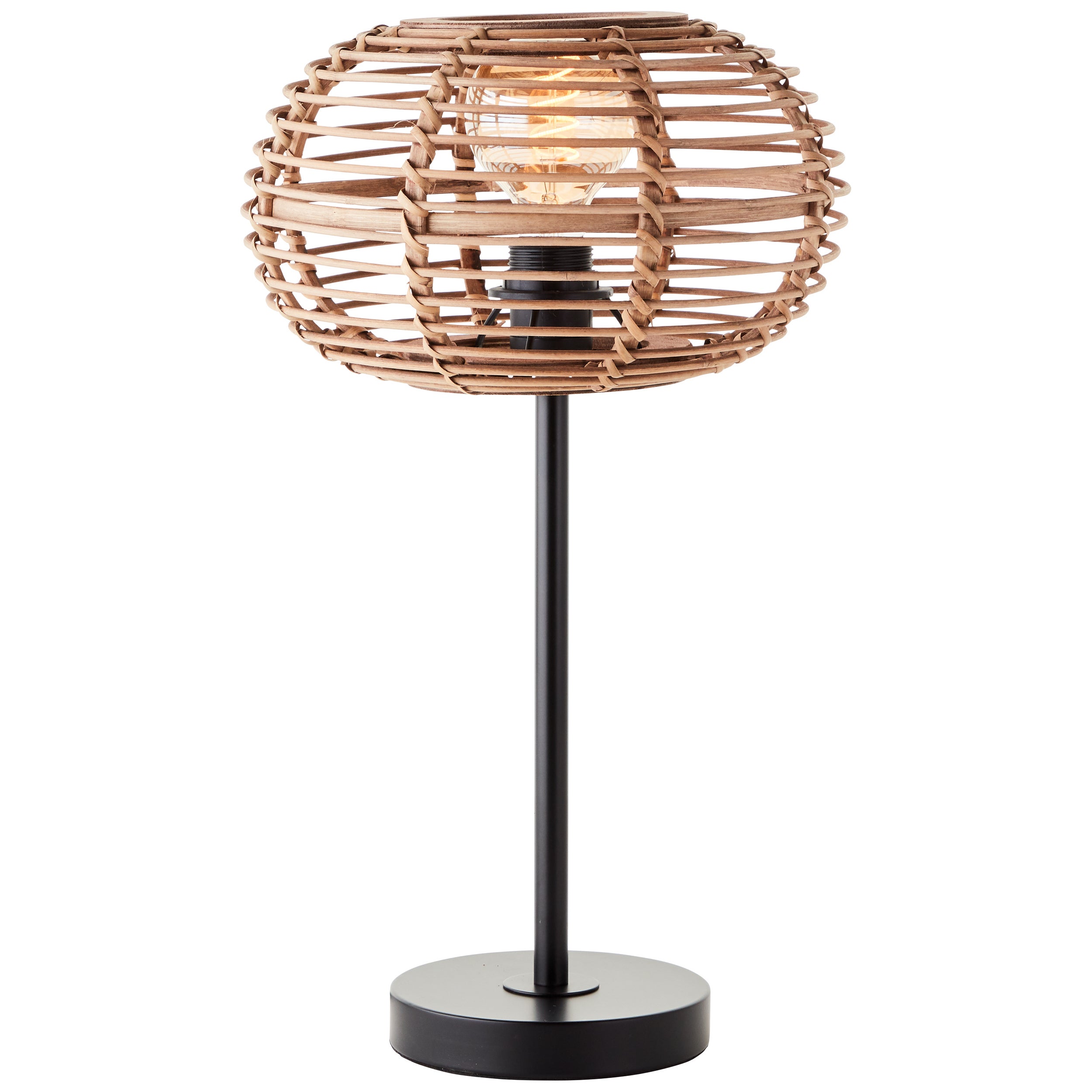 Brilliant lampa stołowa Woodball 1 lampa czarny mat/bambus aluminium/brąz metal 1x A60, E27, 40 W