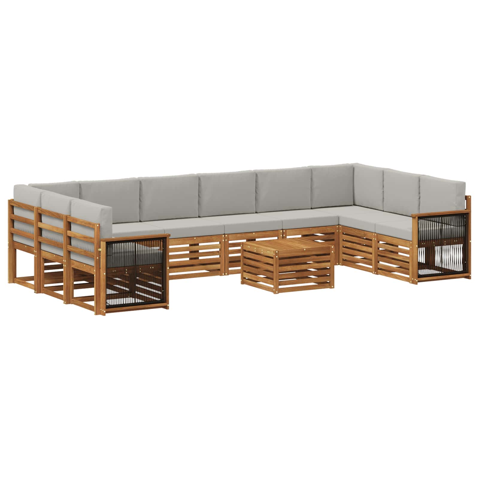 Zestaw sof na zewnątrz z poduszką 8 pcs Naturalny i jasnoszary