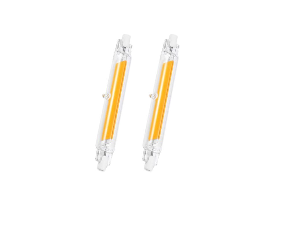 Zestaw 2 żarówek LED R7S, 118 mm, ściemnialnych, 20 W, odpowiednik żarówki halogenowej 118 mm 200 W, bez migotania, ciepła biel 3000 K, 2000 lm, prąd