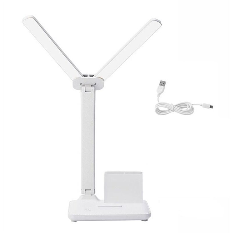 Lampka biurkowa LED z podwójną głowicą, lampka stołowa LED z ładowaniem USB do /do biura