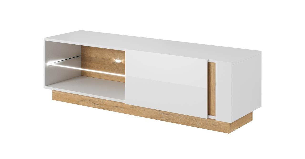 ALTO - Stolik RTV 138 / Biały połysk + LED Clip 1pkt – Elegancki i funkcjonalny stolik RTV
