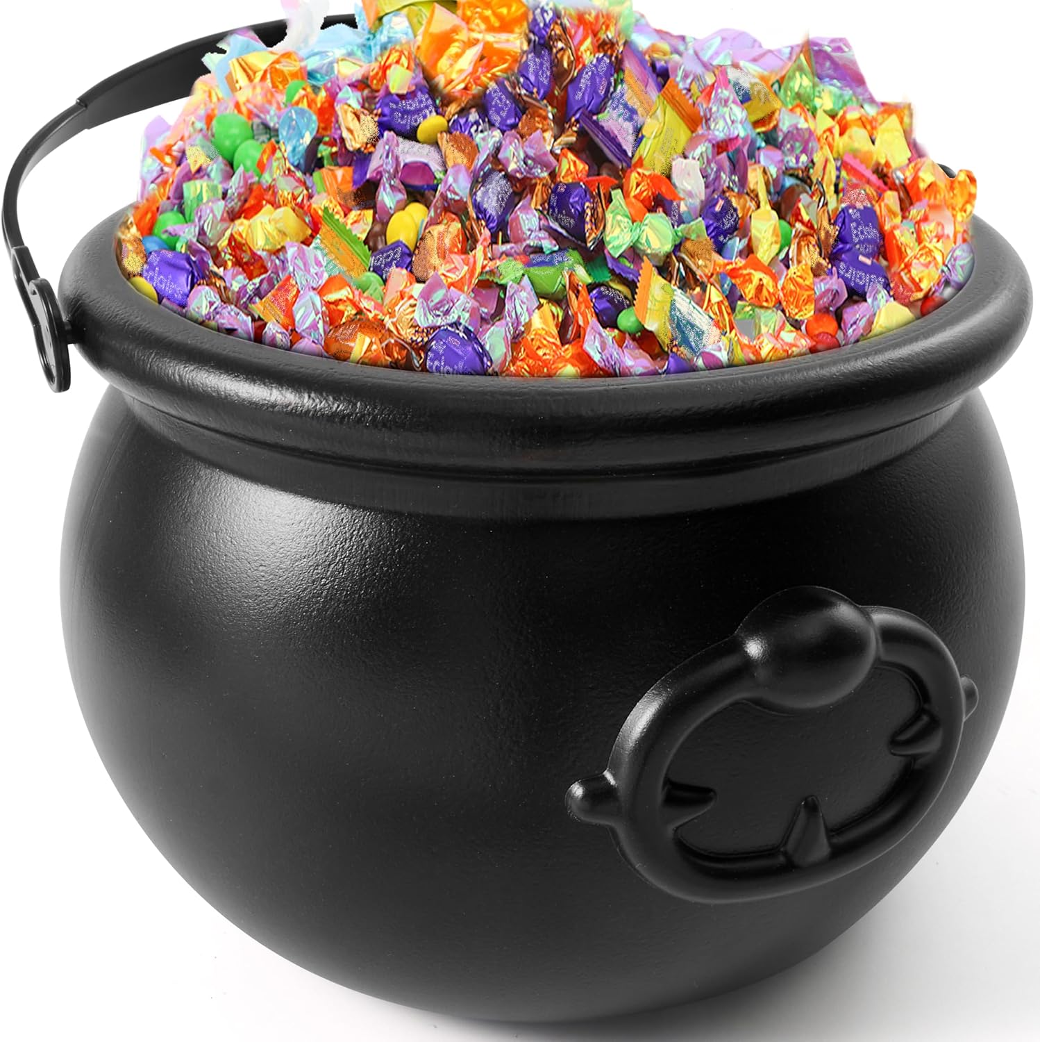 Duży czarny kociołek na Halloween 19,5 cm, kociołek na cukierki na Halloween, czajnik, pojemnik na cukierki, dekoracja na Halloween