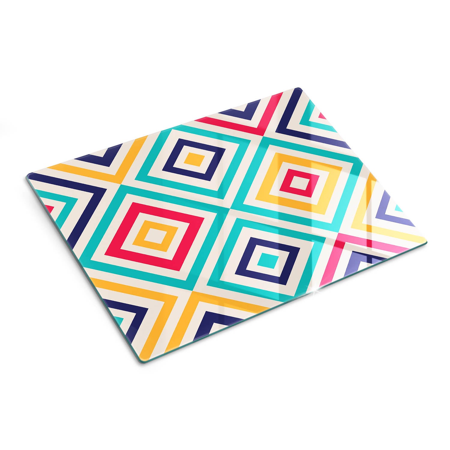 Deska szklana do krojenia i ochrony blatu z nadrukiem - Geometryczny Wzór - 30x40 - Tulup